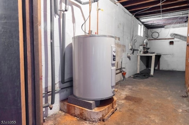 utility room with electric water heater