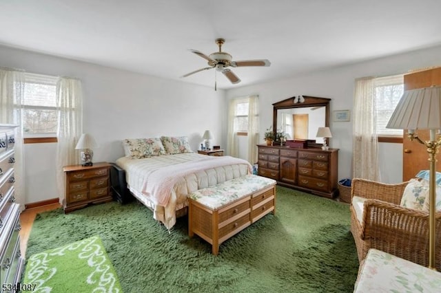 bedroom featuring ceiling fan