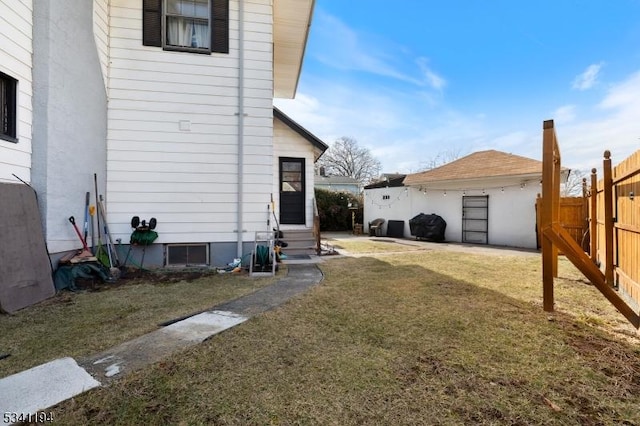 exterior space with entry steps and fence