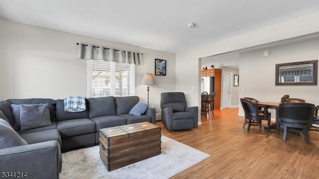 living area featuring light wood-type flooring