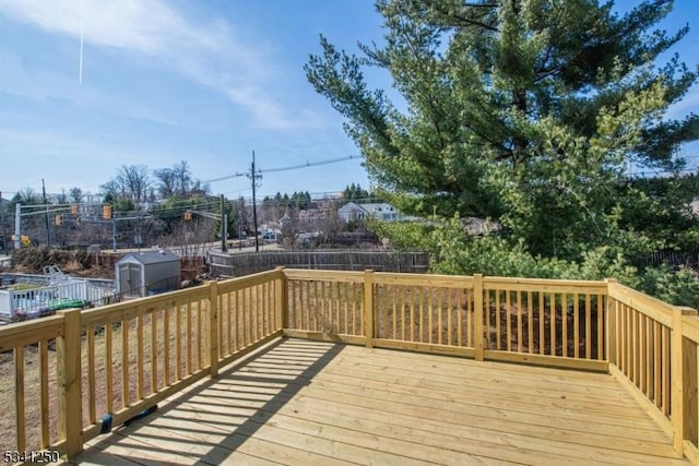 deck featuring a fenced backyard