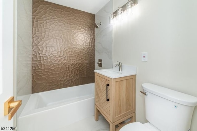 full bathroom featuring toilet, bathtub / shower combination, and vanity