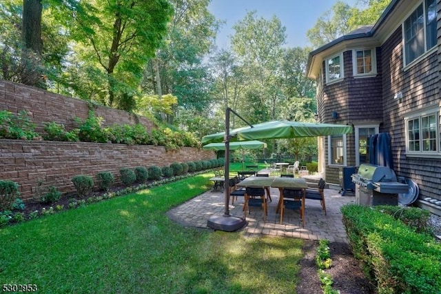 view of yard featuring a patio area and fence