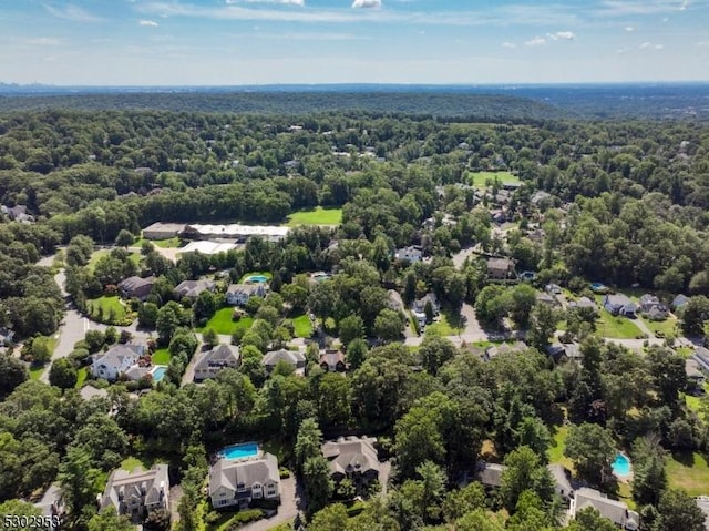 bird's eye view with a view of trees