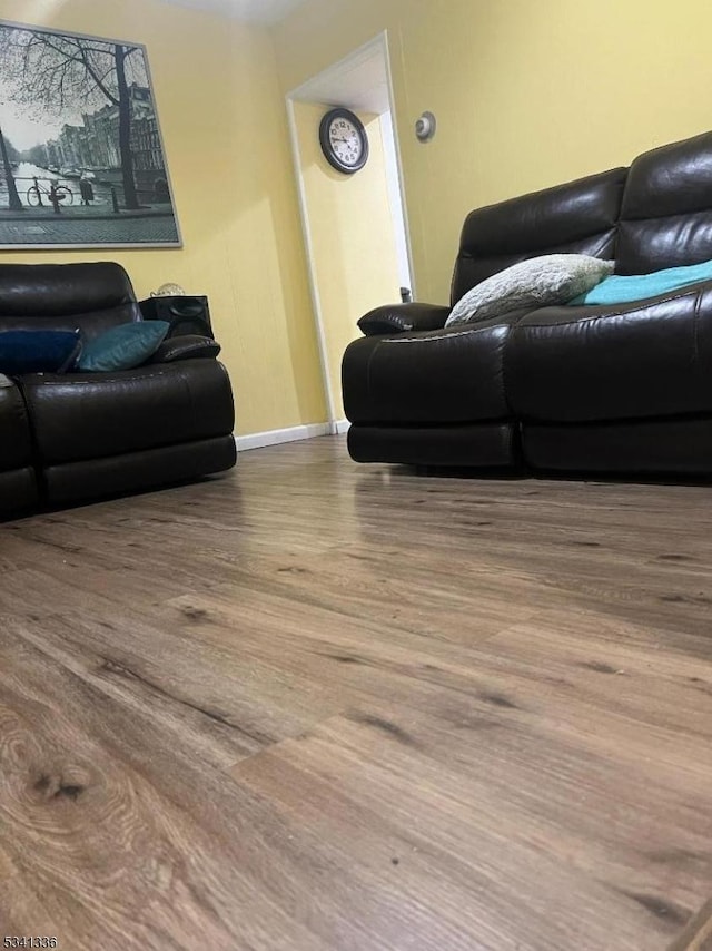 living room featuring baseboards and wood finished floors