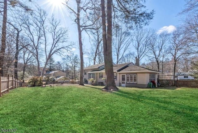 view of yard featuring a fenced backyard