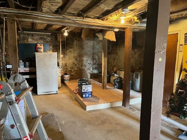 view of unfinished basement