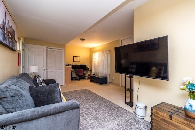 view of carpeted living area