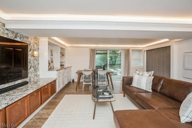 living room with light wood-type flooring