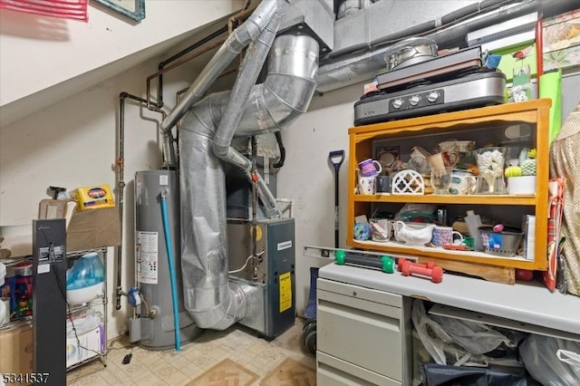 utility room with water heater