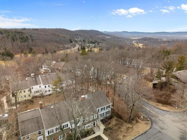 bird's eye view with a mountain view