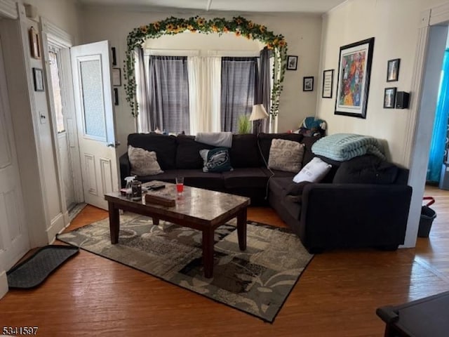 living area featuring wood finished floors