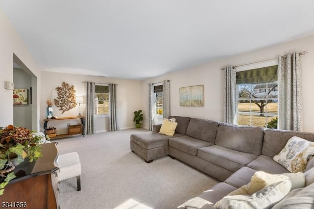 view of carpeted living area