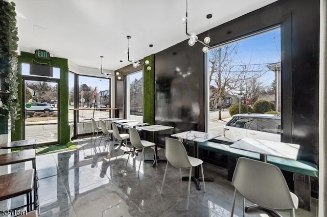 interior space with marble finish floor