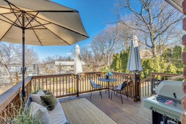 wooden terrace with grilling area