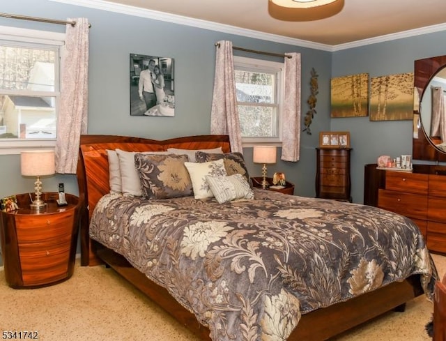 bedroom with ornamental molding