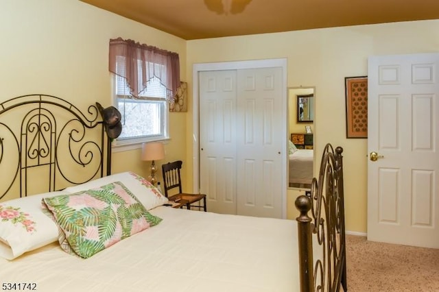 bedroom with carpet floors and a closet