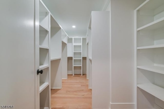 spacious closet with wood finished floors