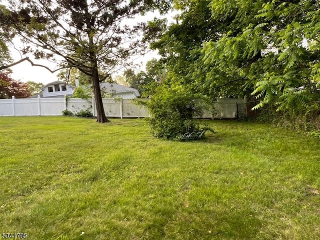 view of yard with a fenced backyard