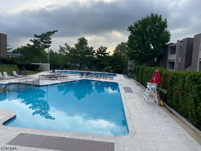 pool with a patio area