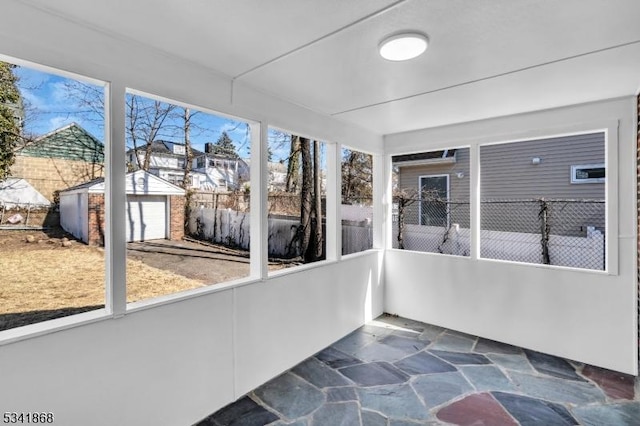 view of unfurnished sunroom