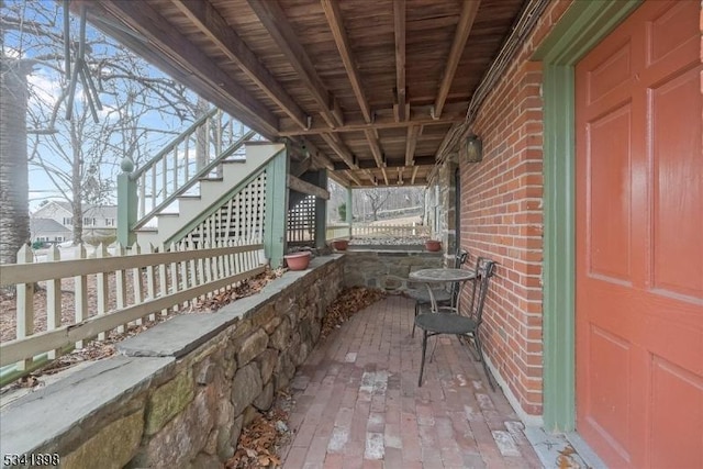 view of patio with stairs