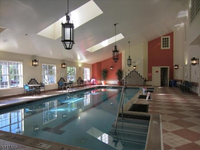 community pool with a skylight