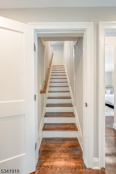 staircase featuring wood finished floors