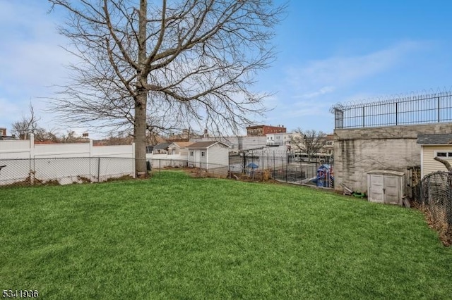 view of yard with a fenced backyard