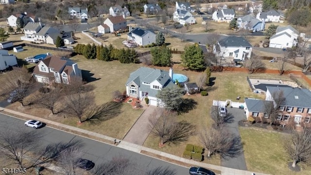 bird's eye view with a residential view