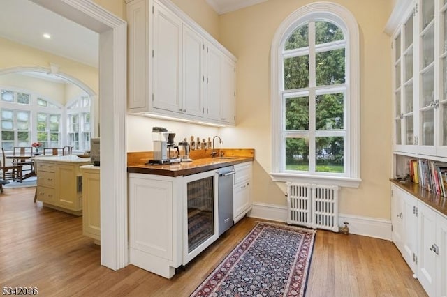 29 Kitchell Rd, Morris Twp, NJ 07960 - indoor wet bar with radiator, healthy amount of natural light, light wood-style flooring, and beverage cooler