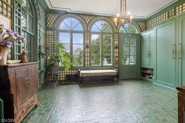 29 Kitchell Rd, Morris Twp, NJ 07960 - sunroom featuring a chandelier