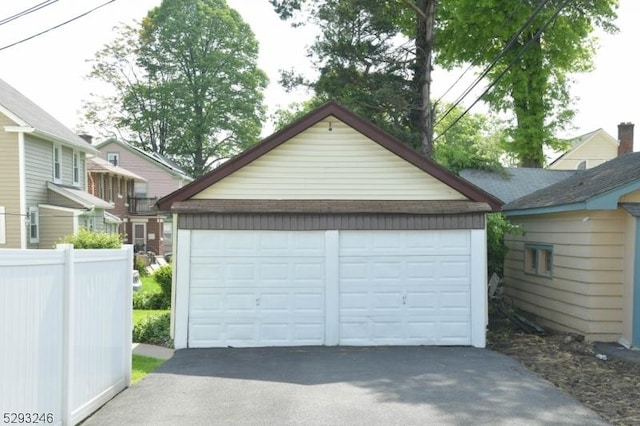 view of detached garage