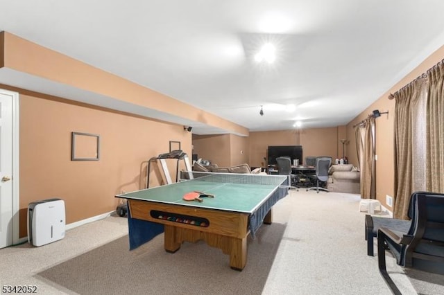 rec room with carpet floors