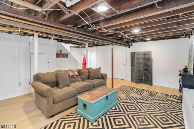 living area with light wood-style flooring