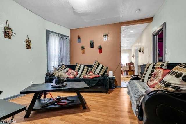 living room with light wood-style flooring