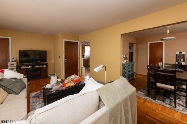 living area featuring wood finished floors