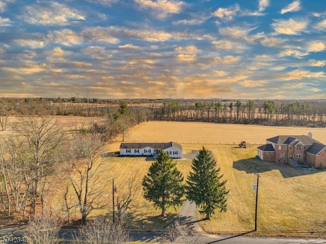 drone / aerial view with a rural view