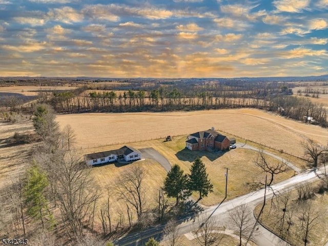 aerial view featuring a rural view