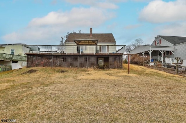 view of yard with a wooden deck