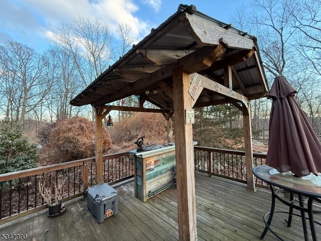 deck with a gazebo and a grill