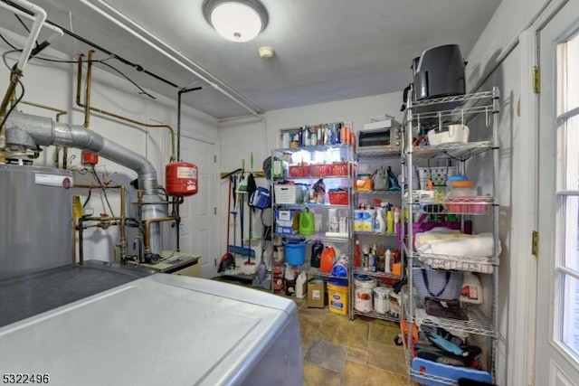 interior space with washer / dryer and water heater