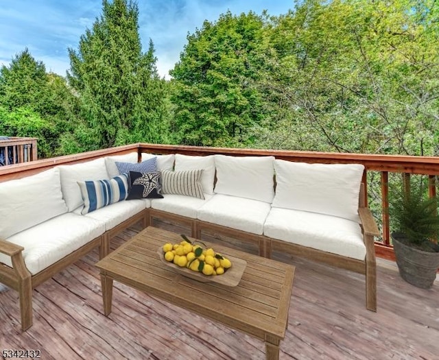 deck featuring an outdoor living space