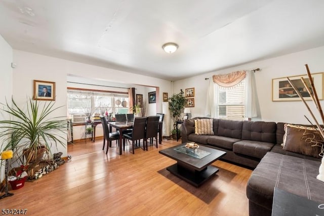 living room featuring light wood-style floors