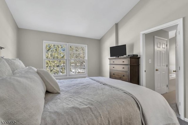 bedroom featuring vaulted ceiling