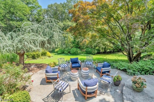 view of patio with an outdoor living space