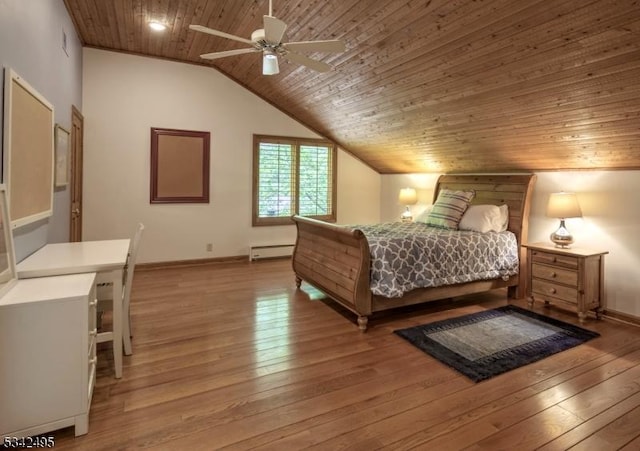 5 Apgar Way, Tewksbury Twp, NJ 08833 - bedroom featuring wooden ceiling, baseboard heating, vaulted ceiling, hardwood / wood-style flooring, and baseboards