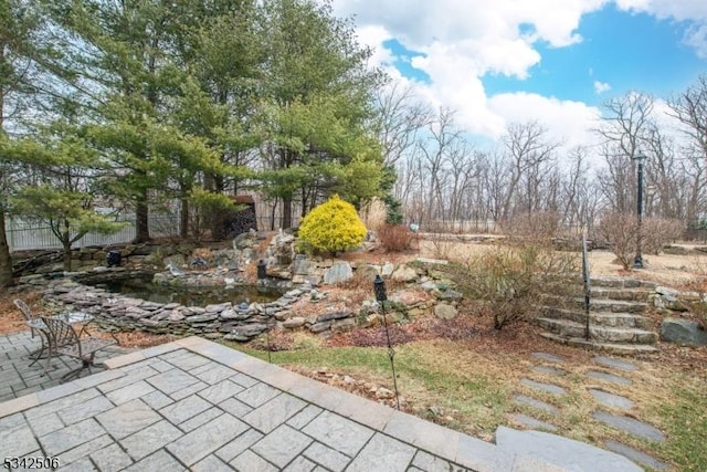 view of yard with a patio and fence