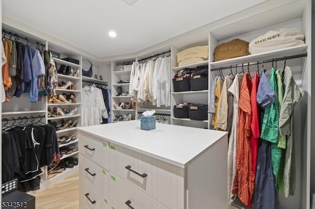 spacious closet featuring light wood-style floors