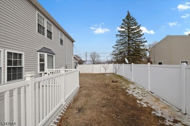 view of yard featuring a fenced backyard